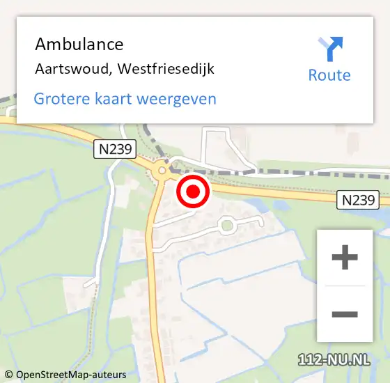 Locatie op kaart van de 112 melding: Ambulance Aartswoud, Westfriesedijk op 11 augustus 2022 08:12