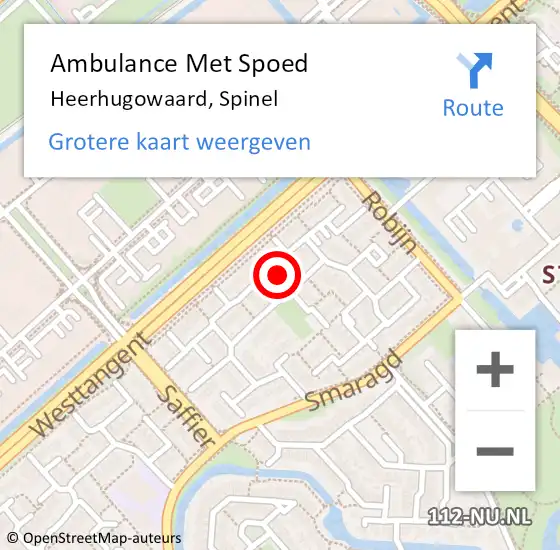 Locatie op kaart van de 112 melding: Ambulance Met Spoed Naar Heerhugowaard, Spinel op 11 augustus 2022 08:52