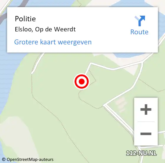 Locatie op kaart van de 112 melding: Politie Elsloo, Op de Weerdt op 11 augustus 2022 08:52