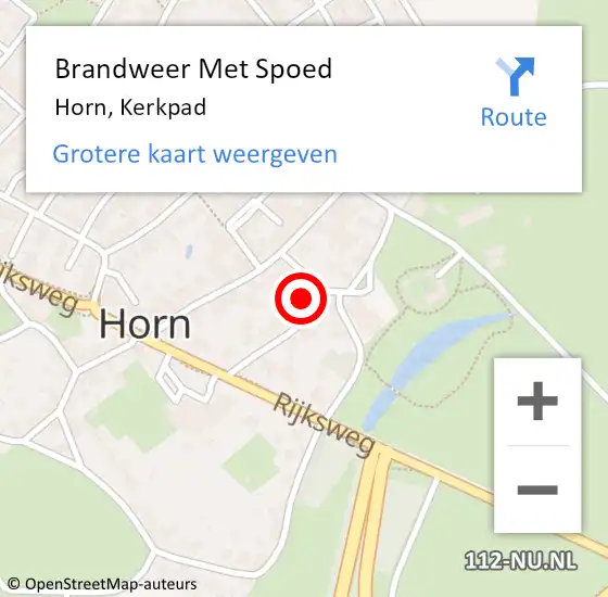 Locatie op kaart van de 112 melding: Brandweer Met Spoed Naar Horn, Kerkpad op 11 augustus 2022 08:48