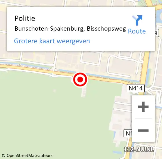 Locatie op kaart van de 112 melding: Politie Bunschoten-Spakenburg, Bisschopsweg op 11 augustus 2022 08:54