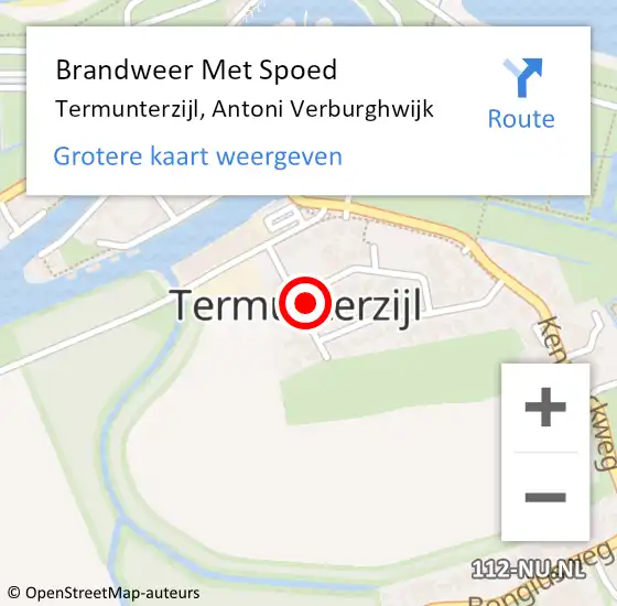 Locatie op kaart van de 112 melding: Brandweer Met Spoed Naar Termunterzijl, Antoni Verburghwijk op 11 augustus 2022 08:55