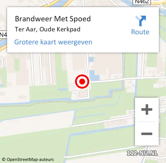 Locatie op kaart van de 112 melding: Brandweer Met Spoed Naar Ter Aar, Oude Kerkpad op 11 augustus 2022 09:05