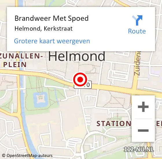 Locatie op kaart van de 112 melding: Brandweer Met Spoed Naar Helmond, Kerkstraat op 11 augustus 2022 09:20