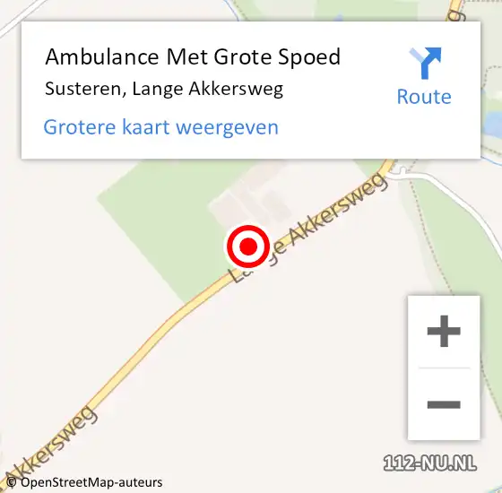 Locatie op kaart van de 112 melding: Ambulance Met Grote Spoed Naar Susteren, Lange Akkersweg op 11 augustus 2022 09:34