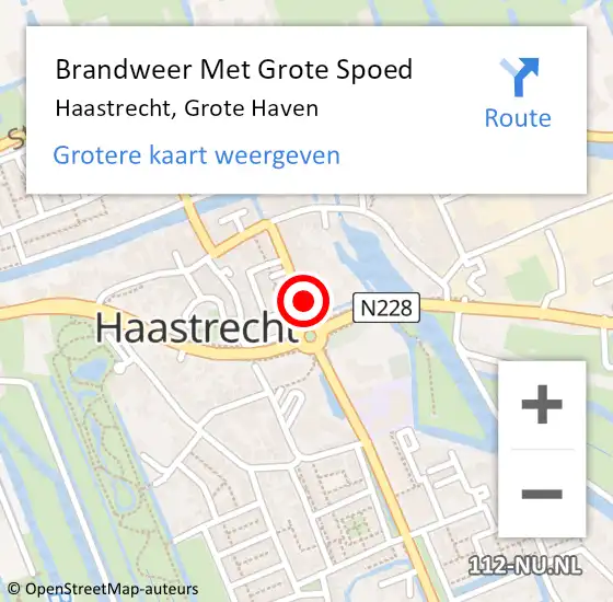 Locatie op kaart van de 112 melding: Brandweer Met Grote Spoed Naar Haastrecht, Grote Haven op 11 augustus 2022 09:39