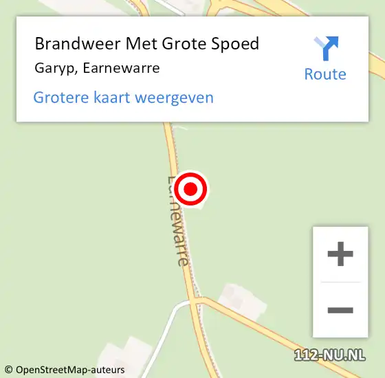 Locatie op kaart van de 112 melding: Brandweer Met Grote Spoed Naar Garyp, Earnewarre op 11 augustus 2022 09:51