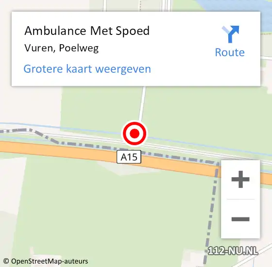 Locatie op kaart van de 112 melding: Ambulance Met Spoed Naar Vuren, Poelweg op 11 augustus 2022 10:08