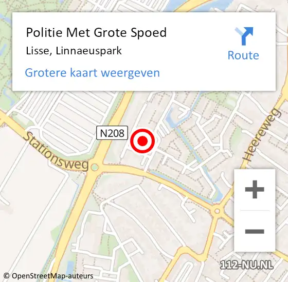 Locatie op kaart van de 112 melding: Politie Met Grote Spoed Naar Lisse, Linnaeuspark op 11 augustus 2022 10:53