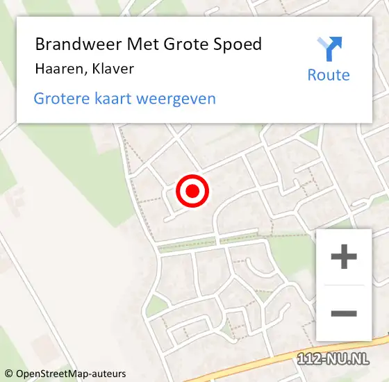 Locatie op kaart van de 112 melding: Brandweer Met Grote Spoed Naar Haaren, Klaver op 11 augustus 2022 10:56