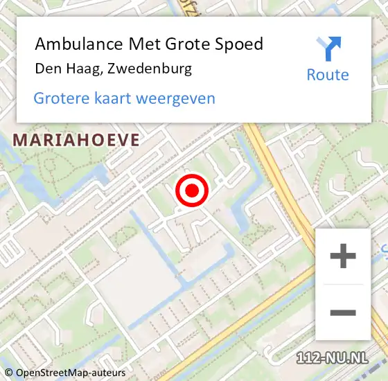 Locatie op kaart van de 112 melding: Ambulance Met Grote Spoed Naar Den Haag, Zwedenburg op 25 juli 2014 23:46