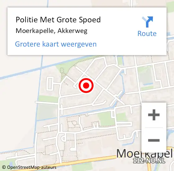 Locatie op kaart van de 112 melding: Politie Met Grote Spoed Naar Moerkapelle, Akkerweg op 11 augustus 2022 11:35