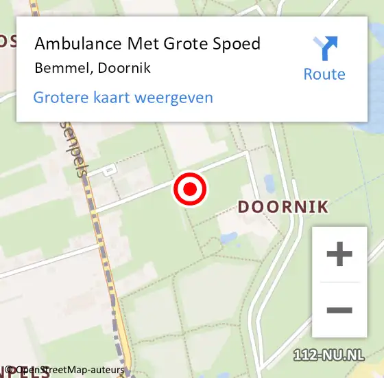 Locatie op kaart van de 112 melding: Ambulance Met Grote Spoed Naar Bemmel, Doornik op 11 augustus 2022 11:51