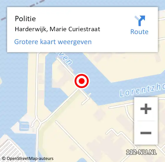 Locatie op kaart van de 112 melding: Politie Harderwijk, Marie Curiestraat op 11 augustus 2022 12:04