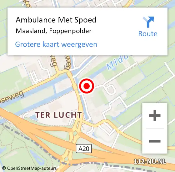 Locatie op kaart van de 112 melding: Ambulance Met Spoed Naar Maasland, Foppenpolder op 11 augustus 2022 12:04