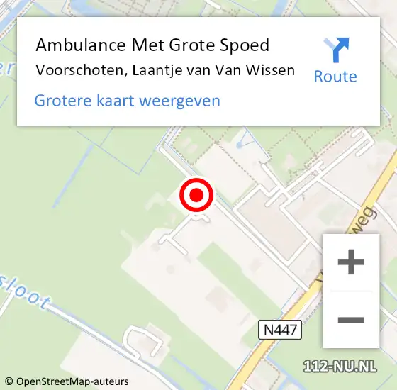 Locatie op kaart van de 112 melding: Ambulance Met Grote Spoed Naar Voorschoten, Laantje van Van Wissen op 11 augustus 2022 12:06