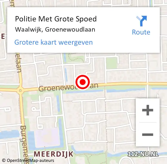 Locatie op kaart van de 112 melding: Politie Met Grote Spoed Naar Waalwijk, Groenewoudlaan op 11 augustus 2022 12:11