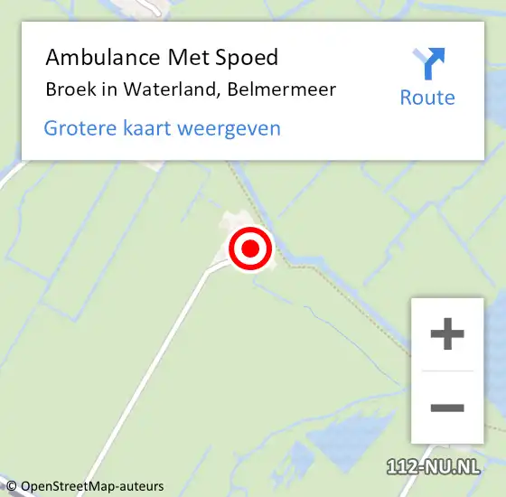 Locatie op kaart van de 112 melding: Ambulance Met Spoed Naar Broek in Waterland, Belmermeer op 11 augustus 2022 12:12