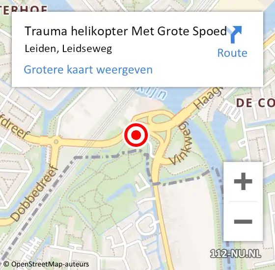 Locatie op kaart van de 112 melding: Trauma helikopter Met Grote Spoed Naar Leiden, Leidseweg op 11 augustus 2022 12:16