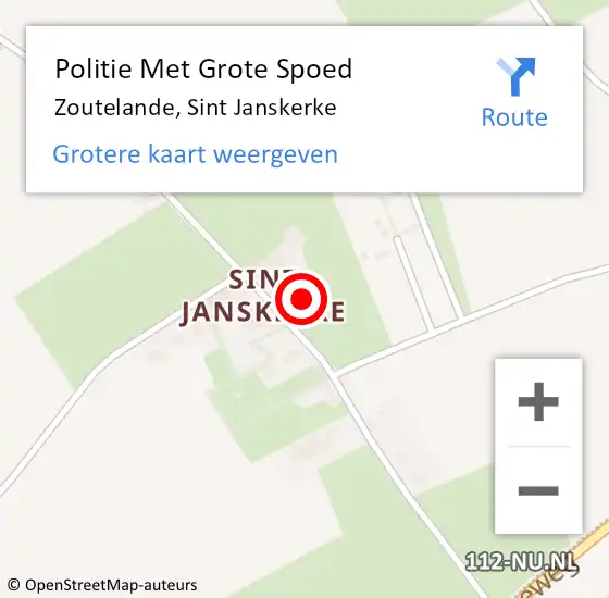 Locatie op kaart van de 112 melding: Politie Met Grote Spoed Naar Zoutelande, Sint Janskerke op 11 augustus 2022 12:29