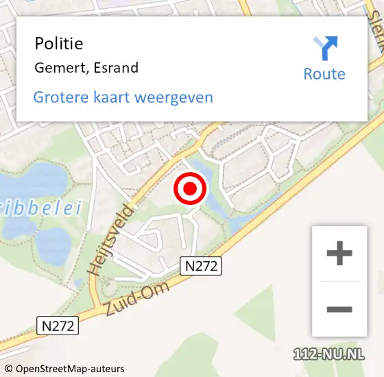 Locatie op kaart van de 112 melding: Politie Gemert, Esrand op 11 augustus 2022 12:34