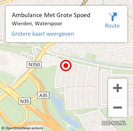 Locatie op kaart van de 112 melding: Ambulance Met Grote Spoed Naar Wierden, Waterspoor op 11 augustus 2022 12:42