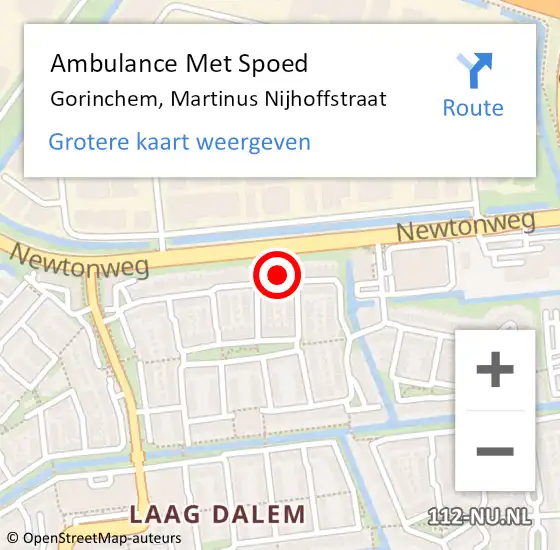 Locatie op kaart van de 112 melding: Ambulance Met Spoed Naar Gorinchem, Martinus Nijhoffstraat op 11 augustus 2022 12:46