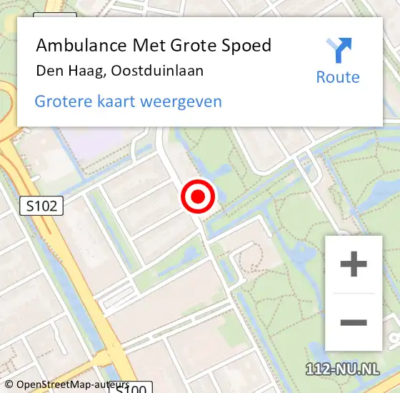 Locatie op kaart van de 112 melding: Ambulance Met Grote Spoed Naar Den Haag, Oostduinlaan op 11 augustus 2022 12:55