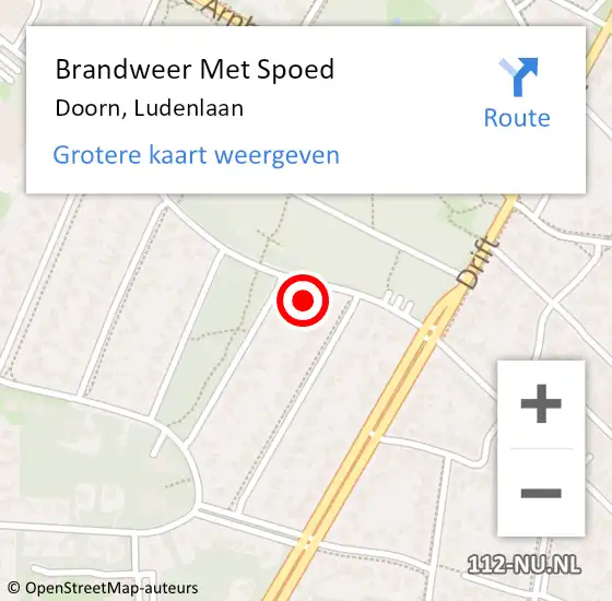 Locatie op kaart van de 112 melding: Brandweer Met Spoed Naar Doorn, Ludenlaan op 11 augustus 2022 13:04