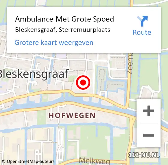 Locatie op kaart van de 112 melding: Ambulance Met Grote Spoed Naar Bleskensgraaf, Sterremuurplaats op 11 augustus 2022 13:11