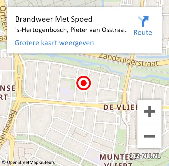 Locatie op kaart van de 112 melding: Brandweer Met Spoed Naar 's-Hertogenbosch, Pieter van Osstraat op 11 augustus 2022 13:22