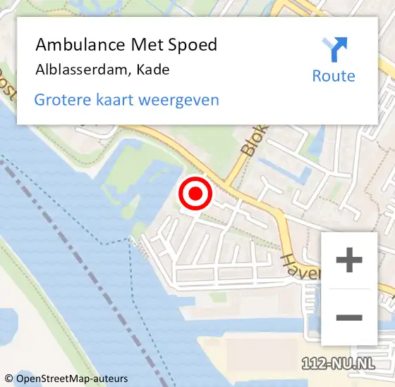Locatie op kaart van de 112 melding: Ambulance Met Spoed Naar Alblasserdam, Kade op 11 augustus 2022 13:24