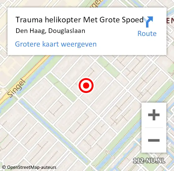 Locatie op kaart van de 112 melding: Trauma helikopter Met Grote Spoed Naar Den Haag, Douglaslaan op 11 augustus 2022 13:27