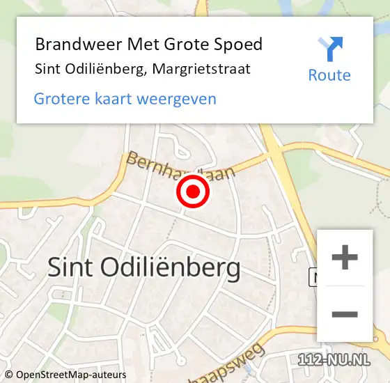 Locatie op kaart van de 112 melding: Brandweer Met Grote Spoed Naar Sint Odiliënberg, Margrietstraat op 11 augustus 2022 13:30