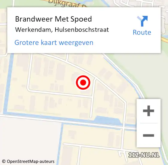 Locatie op kaart van de 112 melding: Brandweer Met Spoed Naar Werkendam, Hulsenboschstraat op 11 augustus 2022 13:39