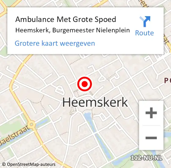 Locatie op kaart van de 112 melding: Ambulance Met Grote Spoed Naar Heemskerk, Burgemeester Nielenplein op 11 augustus 2022 13:43