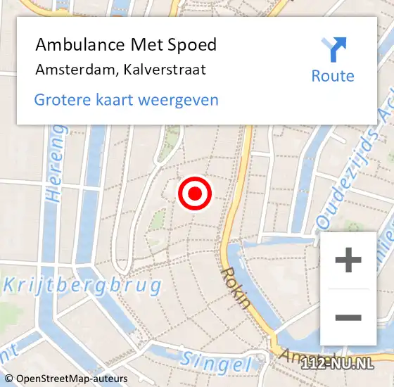 Locatie op kaart van de 112 melding: Ambulance Met Spoed Naar Amsterdam, Kalverstraat op 11 augustus 2022 13:44