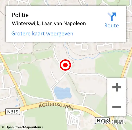 Locatie op kaart van de 112 melding: Politie Winterswijk, Laan van Napoleon op 11 augustus 2022 13:49