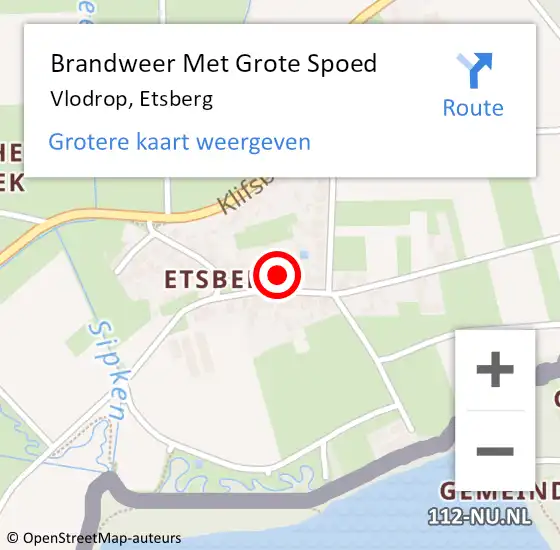 Locatie op kaart van de 112 melding: Brandweer Met Grote Spoed Naar Vlodrop, Etsberg op 11 augustus 2022 13:50