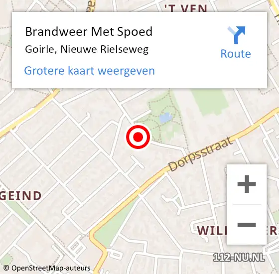 Locatie op kaart van de 112 melding: Brandweer Met Spoed Naar Goirle, Nieuwe Rielseweg op 11 augustus 2022 14:03