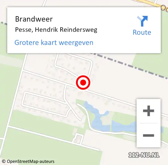 Locatie op kaart van de 112 melding: Brandweer Pesse, Hendrik Reindersweg op 11 augustus 2022 14:12