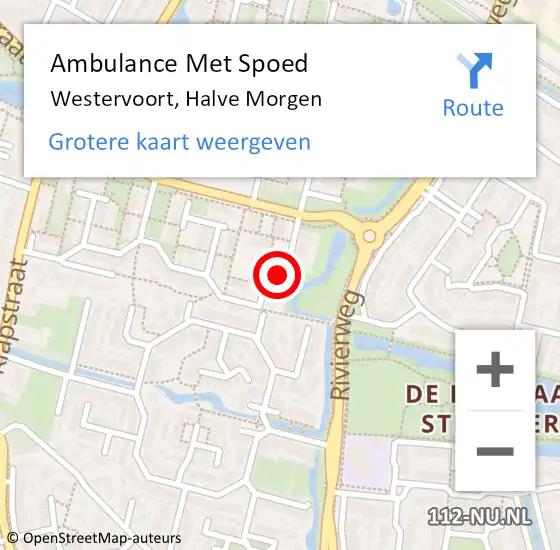 Locatie op kaart van de 112 melding: Ambulance Met Spoed Naar Westervoort, Halve Morgen op 11 augustus 2022 14:17