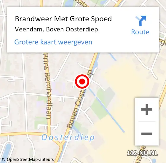 Locatie op kaart van de 112 melding: Brandweer Met Grote Spoed Naar Veendam, Boven Oosterdiep op 11 augustus 2022 14:17