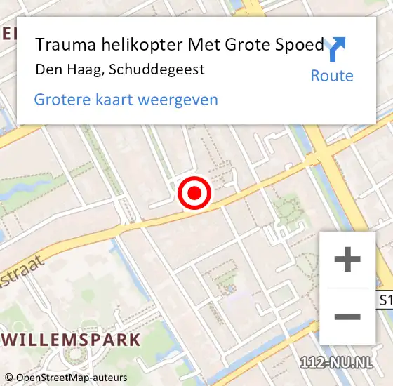 Locatie op kaart van de 112 melding: Trauma helikopter Met Grote Spoed Naar Den Haag, Schuddegeest op 11 augustus 2022 14:21