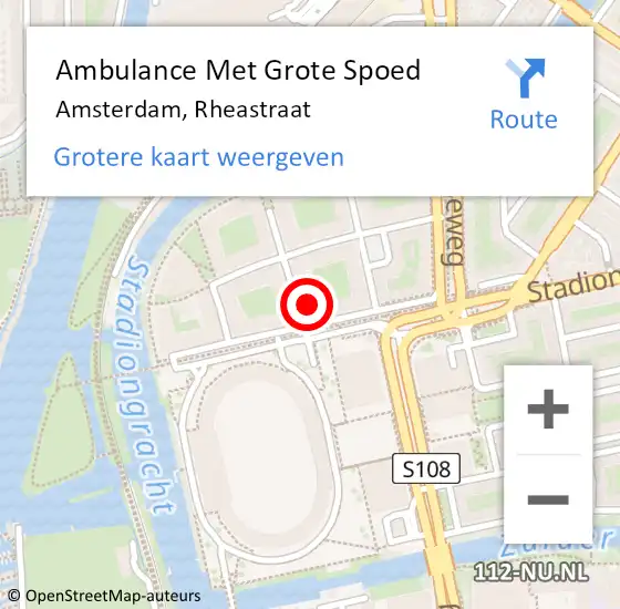 Locatie op kaart van de 112 melding: Ambulance Met Grote Spoed Naar Amsterdam, Rheastraat op 11 augustus 2022 14:26