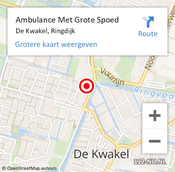 Locatie op kaart van de 112 melding: Ambulance Met Grote Spoed Naar De Kwakel, Ringdijk op 11 augustus 2022 14:44
