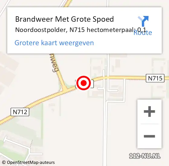 Locatie op kaart van de 112 melding: Brandweer Met Grote Spoed Naar Noordoostpolder, N715 hectometerpaal: 0,1 op 11 augustus 2022 15:00