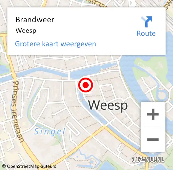 Locatie op kaart van de 112 melding: Brandweer Weesp op 26 juli 2014 00:33
