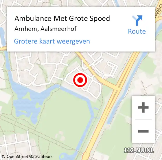 Locatie op kaart van de 112 melding: Ambulance Met Grote Spoed Naar Arnhem, Aalsmeerhof op 11 augustus 2022 15:16