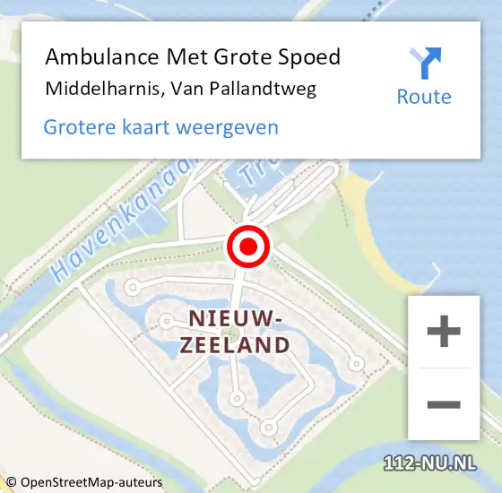 Locatie op kaart van de 112 melding: Ambulance Met Grote Spoed Naar Middelharnis, Van Pallandtweg op 11 augustus 2022 15:17